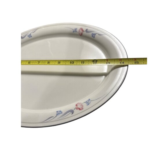 Lenox Chinastone Oval Platter Glories On Grey 14.5" Discontinued Made In USA - Picture 5 of 6